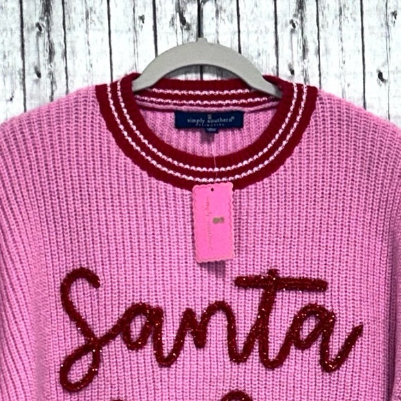 Simply Southern “Santa Baby'” Striped Neckline Sweater - Picture 5 of 11